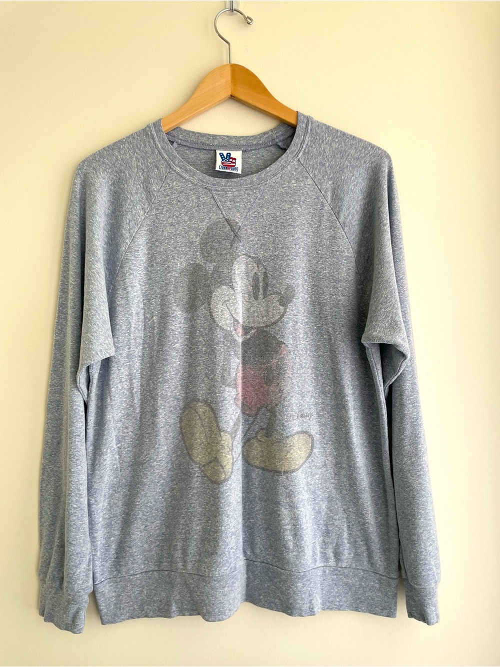 Vintage Junk Food Clothing Classic Mickey Mouse Crewneck Lightweight Sweatshirt